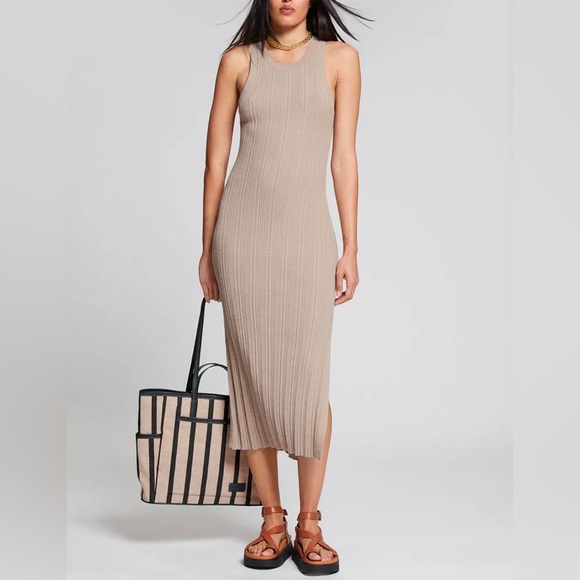 & Other Stories Dresses & Skirts - & Other Stories Beige Ribbed Midi Dress